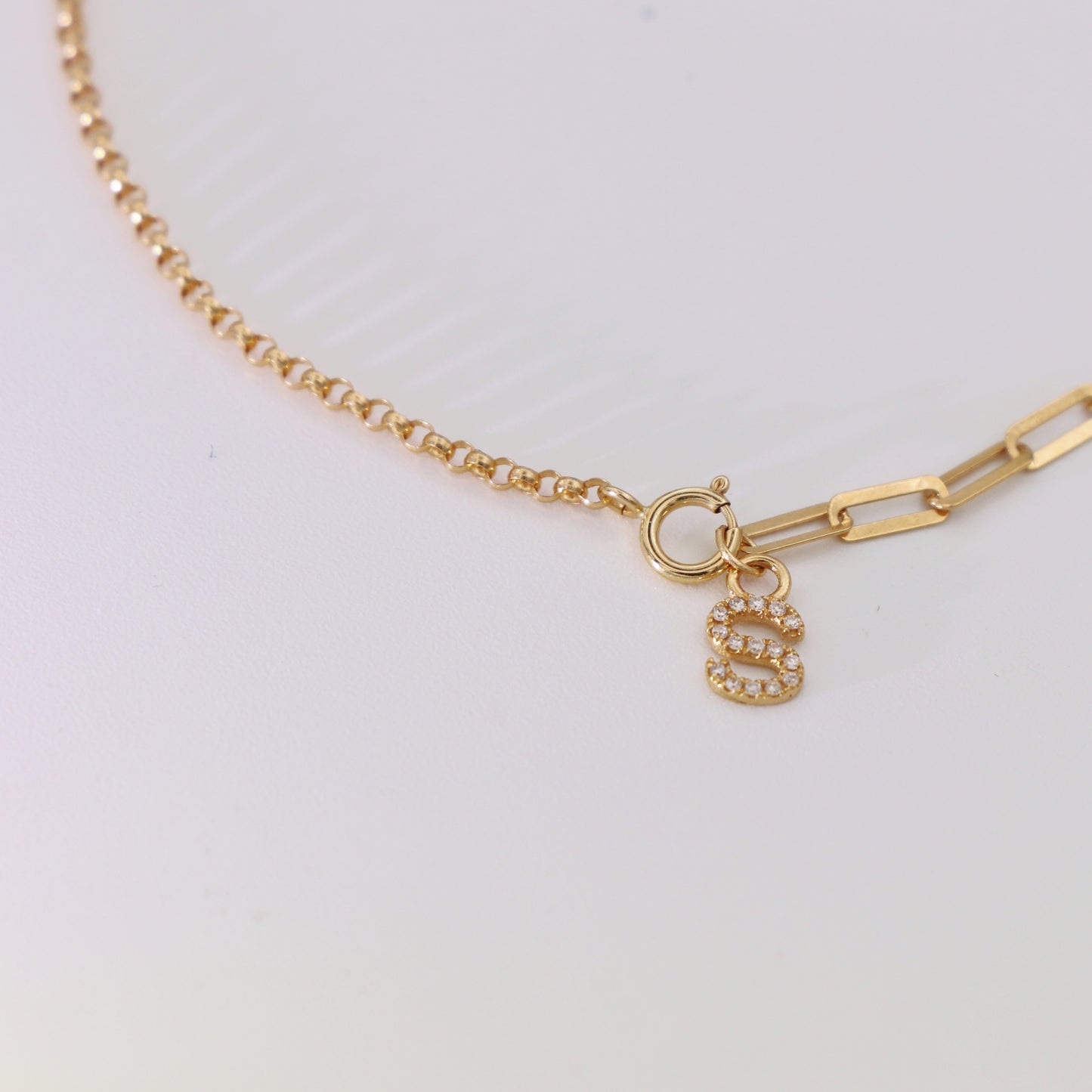 18k gold diamond letter bracelet - 17cm length - personalization