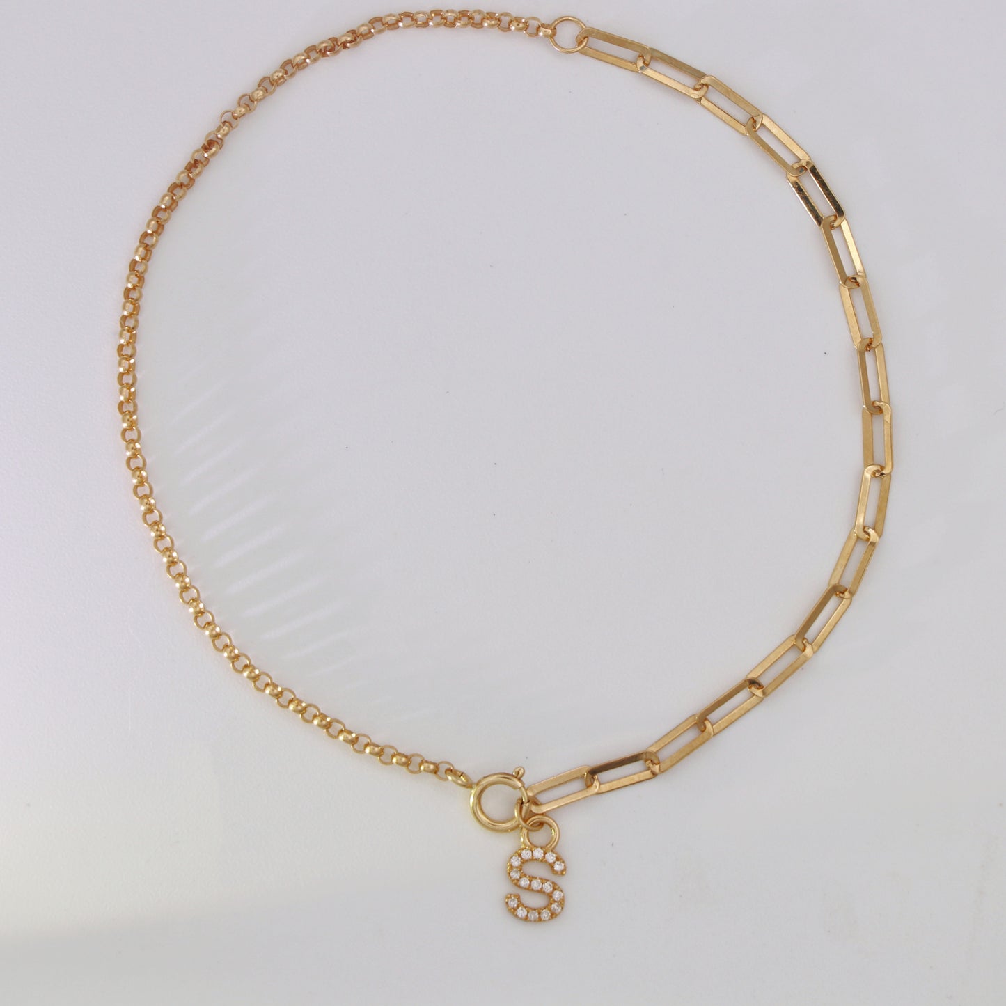 18k gold diamond letter bracelet - 17cm length - personalization