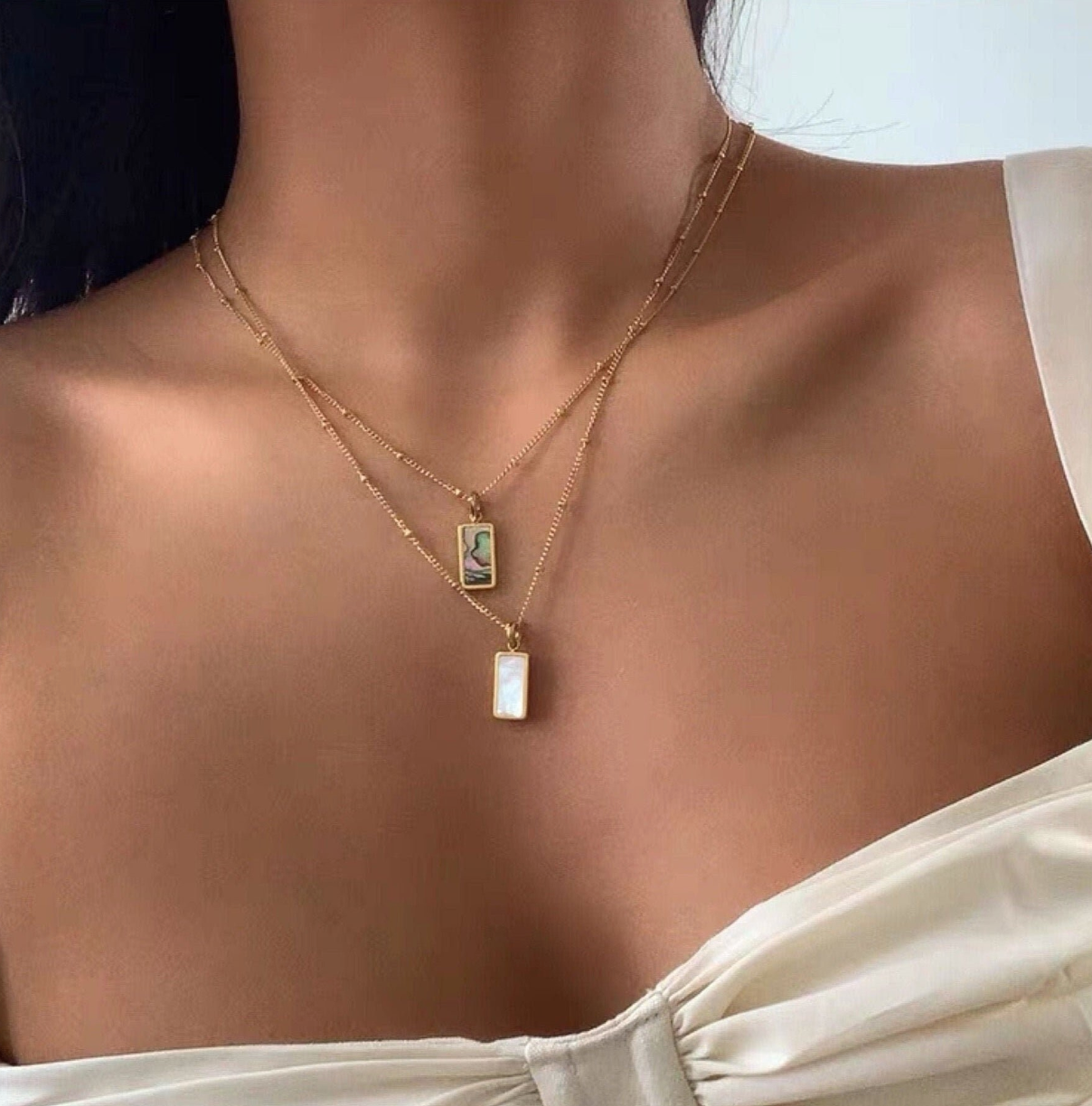 Dainty Square Emerald Charm Choker Necklace Delicate Square Layering Necklace Dangling necklace Gold dangle Minimalist Simple Chain Necklace