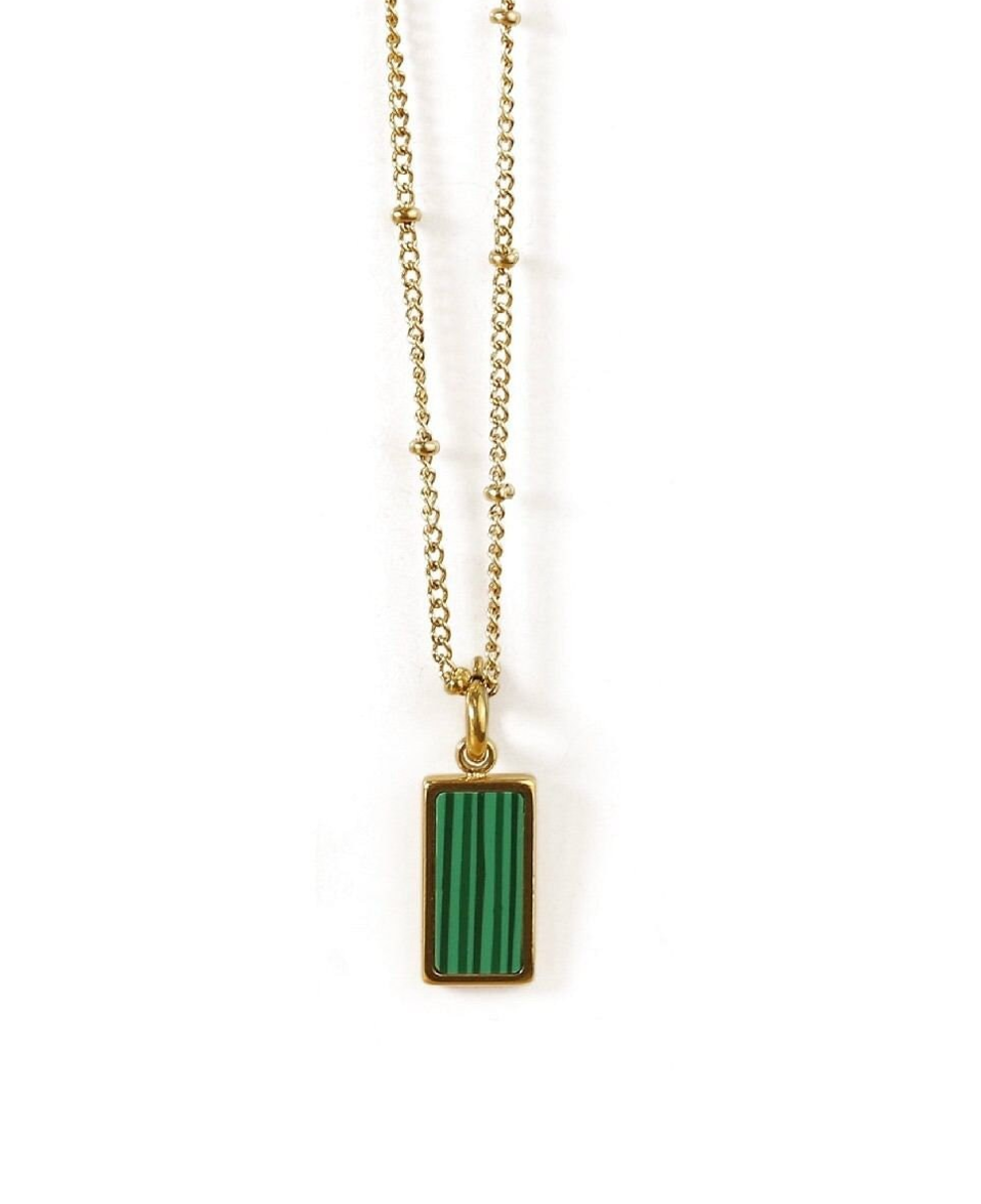 Dainty Square Emerald Charm Choker Necklace Delicate Square Layering Necklace Dangling necklace Gold dangle Minimalist Simple Chain Necklace