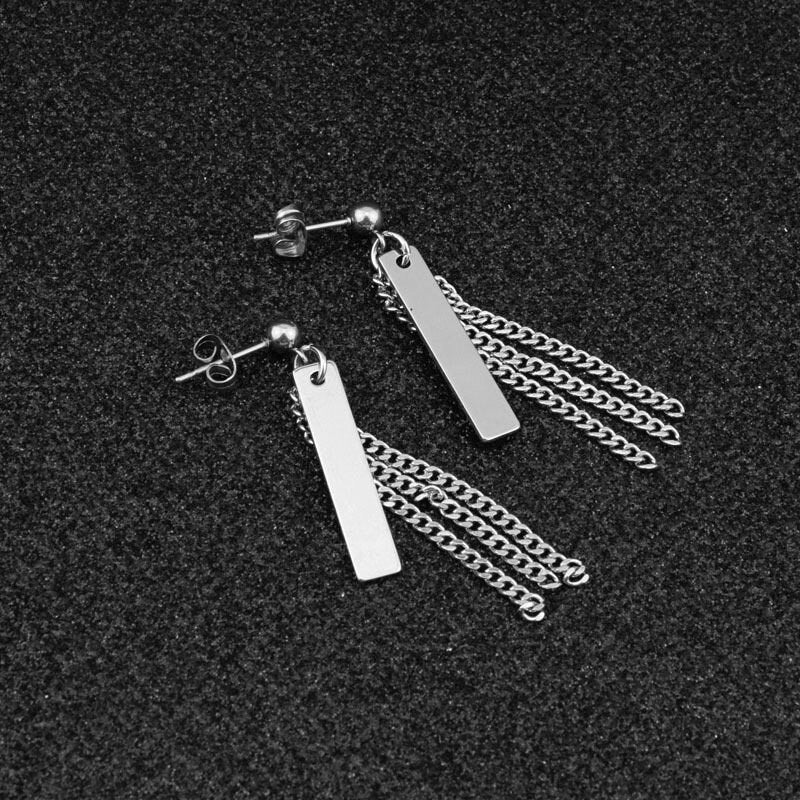 Punk-Stil Tropfenohrringe Kpop Punkschmuck Herren Rock Edelstahl Ohrringe Bar Kreuz Ohrring für Männer Quasten Unisex Ohrstecker Unisex