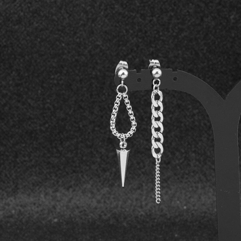 Asymmetrische Punk Einzigartige Spike Ohrringe, Spike Schmuck, Edelstahl Ohrringe, Kettenohrringe, Punk Schmuck, Ohrstecker, Unisex Geschenk