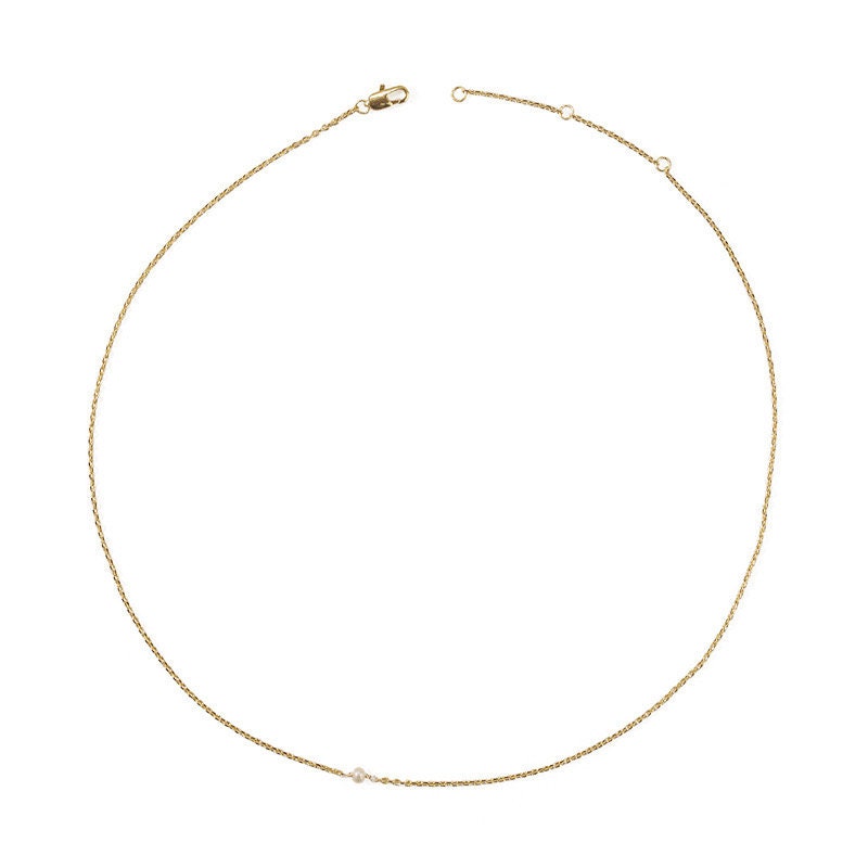 Zierlicher Perlen-Choker, mehrlagige Perlenkette, baumelnde einfache Perlenkette für den Alltag, einzelne zierliche Perle, minimalistische einfache Kettenhalskette