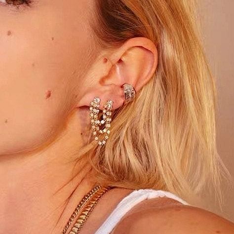 1 PES Doppelpiercing-Ohrringkette Kette Ohrstecker Line Helix Knorpelohrring Boho Minimalist Ohrring Kette Creolen Gliederkette