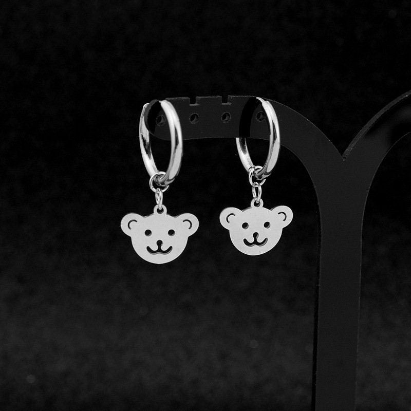 Teddy bear Punk Earrings - Stainless Steel