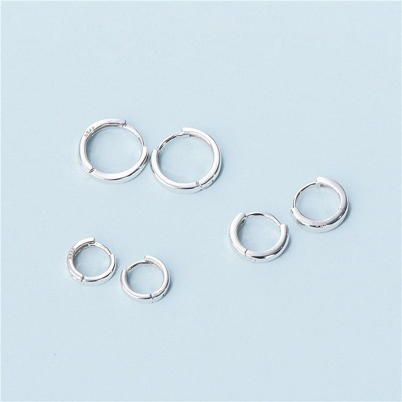 Tiny Hoop Sleeper Earrings - Sterling silver