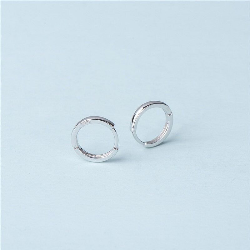 Tiny Hoop Sleeper Earrings - Sterling silver