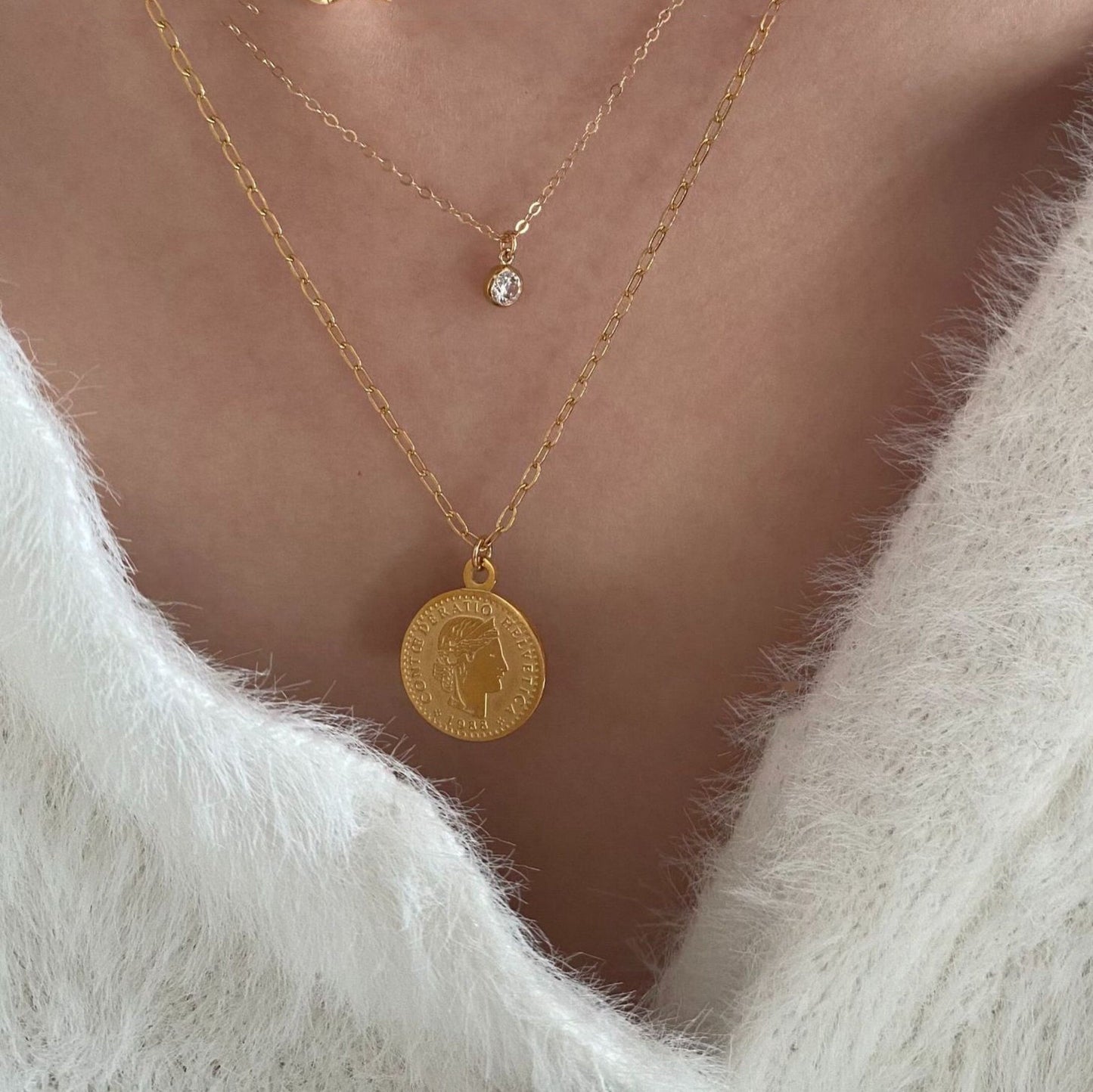 Delicate solitaire Necklaces - 14k gold filled