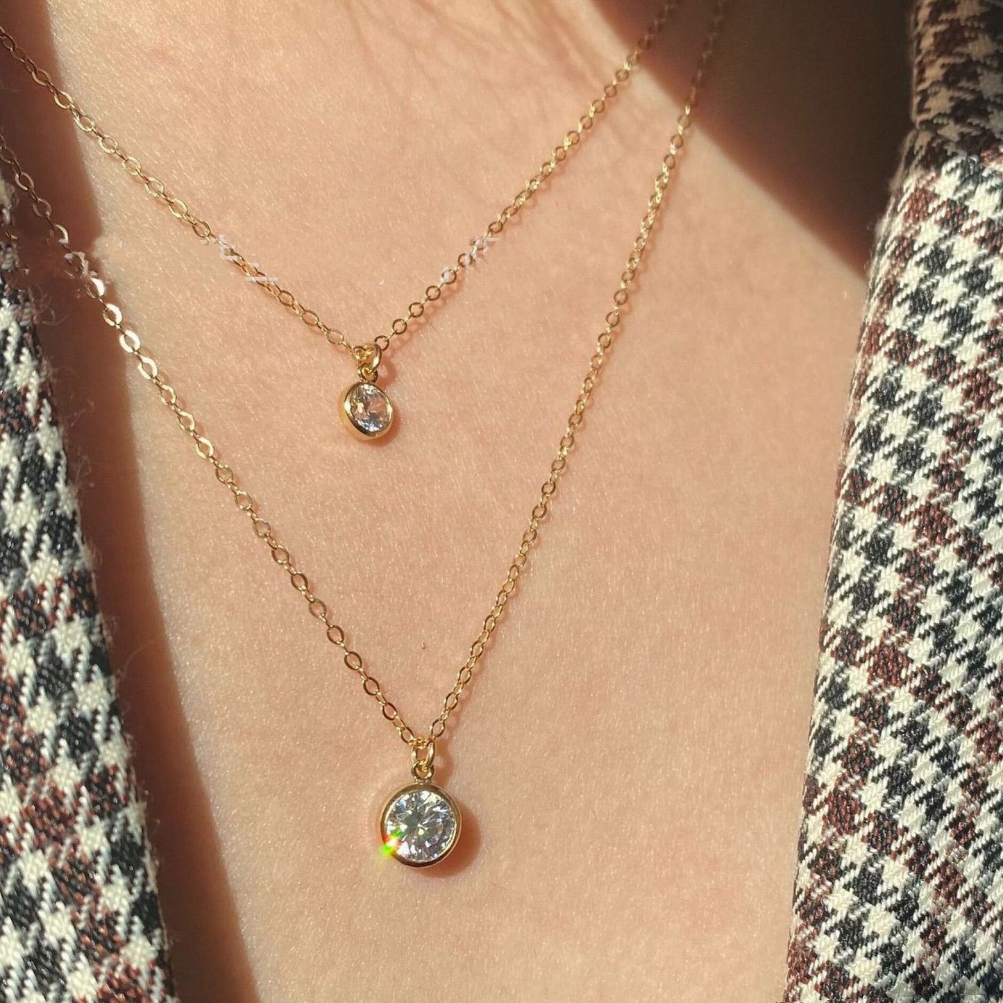 Delicate solitaire Necklaces - 14k gold filled