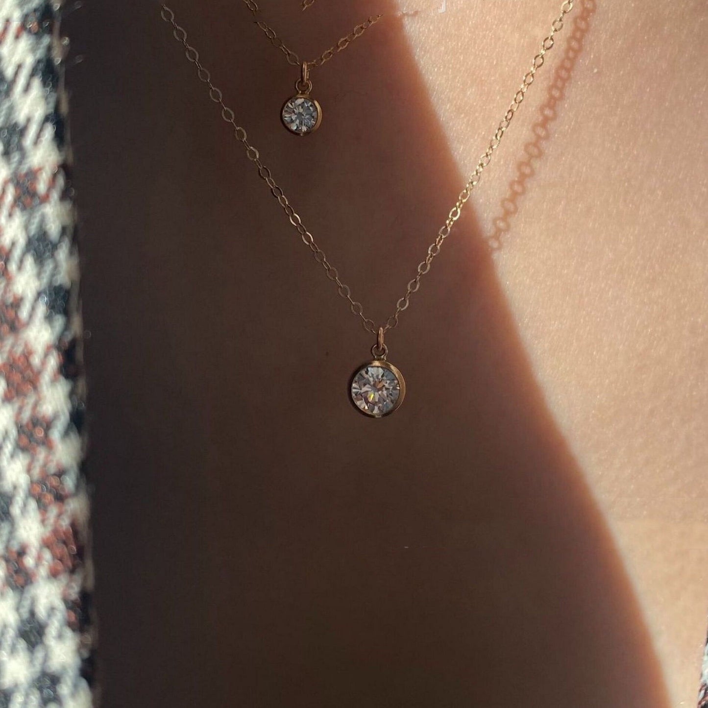 Delicate solitaire Necklaces - 14k gold filled