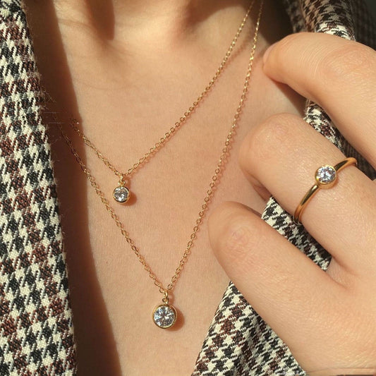 Delicate solitaire Necklaces - 14k gold filled