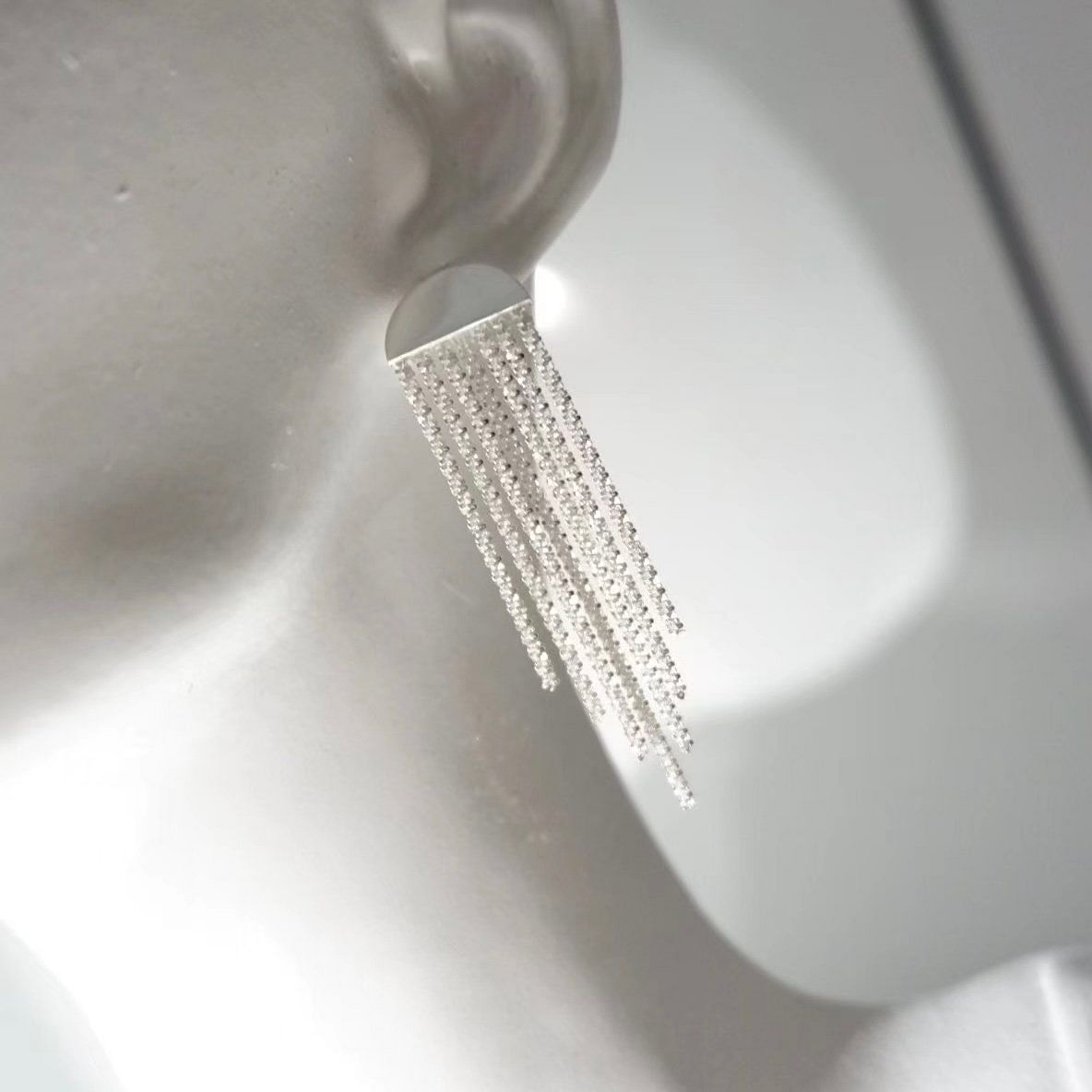 Sparkle Tassel Earrings - Sterling silver