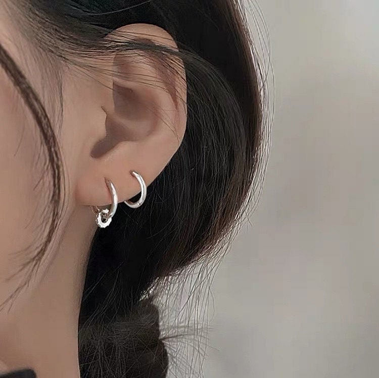 1.3cm Hipster Hoop Earring - Sterling Silver