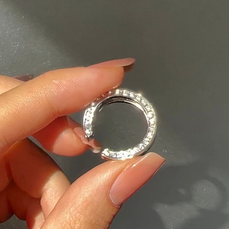 Wide Sparkly Cigar rings - Sterling Silver