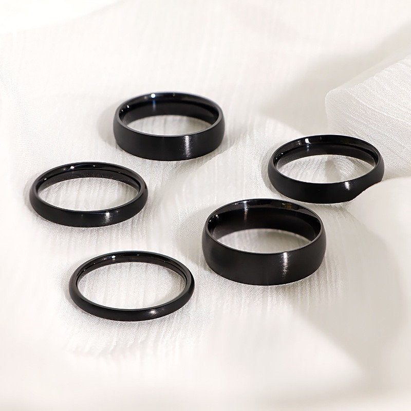 Titanium steel Black Cigar ring Thin Band ring Stacking Modern Ring Minimalist Rings Punk ring Cigar Band Ring Tube Rings Gothic jewelry