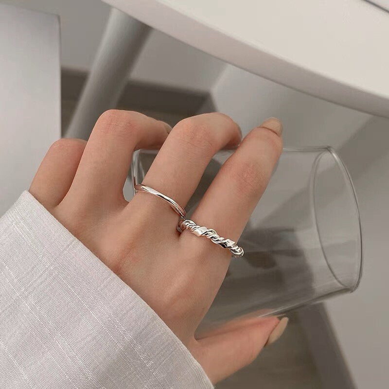 Gold Vermeil Sterling silver Cigar ring Silver Thin Band Stacking Modern Minimalist Ring ring Cigar Band Ring Tube Rings Twist jewelry GIFT