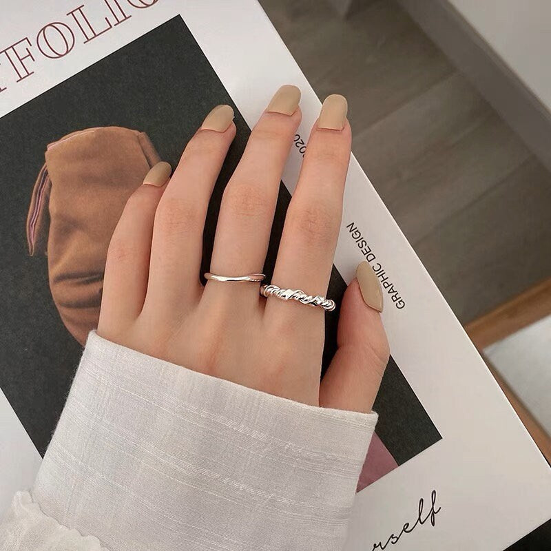 Gold Vermeil Sterling silver Cigar ring Silver Thin Band Stacking Modern Minimalist Ring ring Cigar Band Ring Tube Rings Twist jewelry GIFT