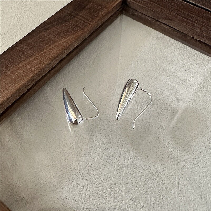 Sterling Silver Ear Climber Ear Crawlers Ear Sweep Water drop Earring Smooth Calligraphy Swoop Open Earrings Minimalist Drop Dangle Earrings