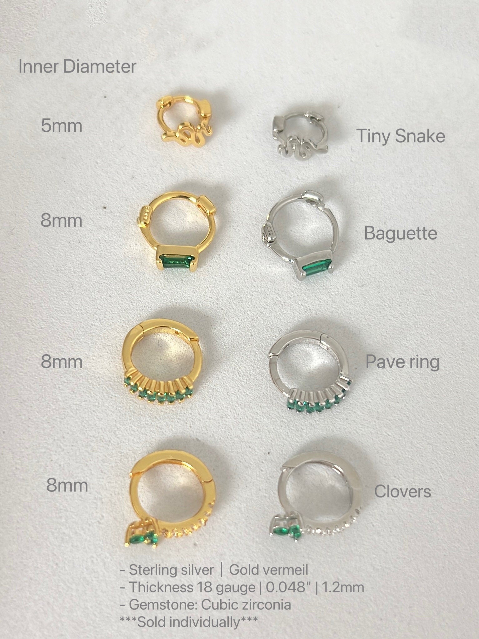 5mm 8mm Sterling Silver Conch Earring Hoop Gold Cartilage Ring Dainty Hoop Earrings Tragus Snake Serpent Huggie Hoop Tiny snake studs Helix